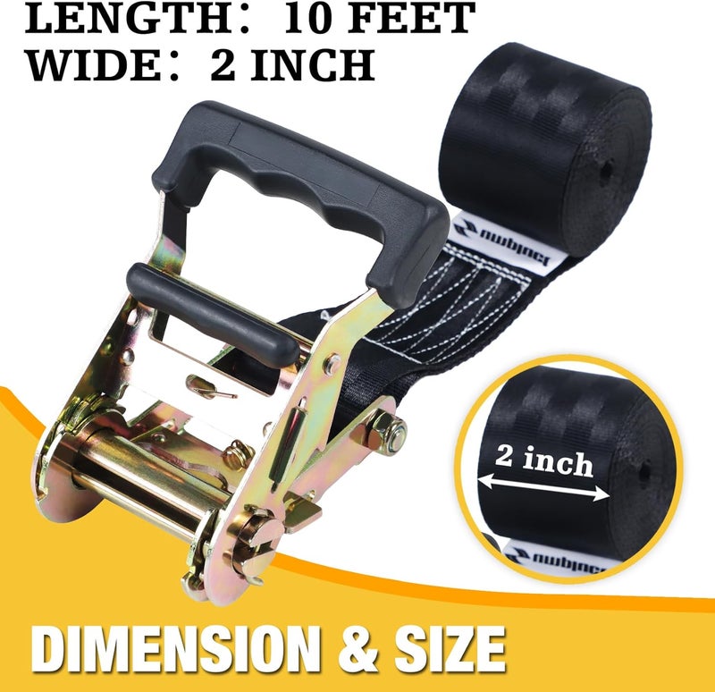sumpluct Endless Retractable Ratchet Straps 1650 lb Break Strength 2in x 10 Ft (No Hooks) Tie Down Kit Set Car Cargo Strap for Securing Stuff - Image 2